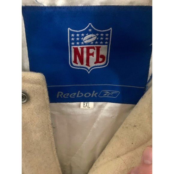 NFL Teams Custom Handmade Vintage Wool Leather Snap Up Quilted Reebok 8XL Jacket - Picture 14 of 16
